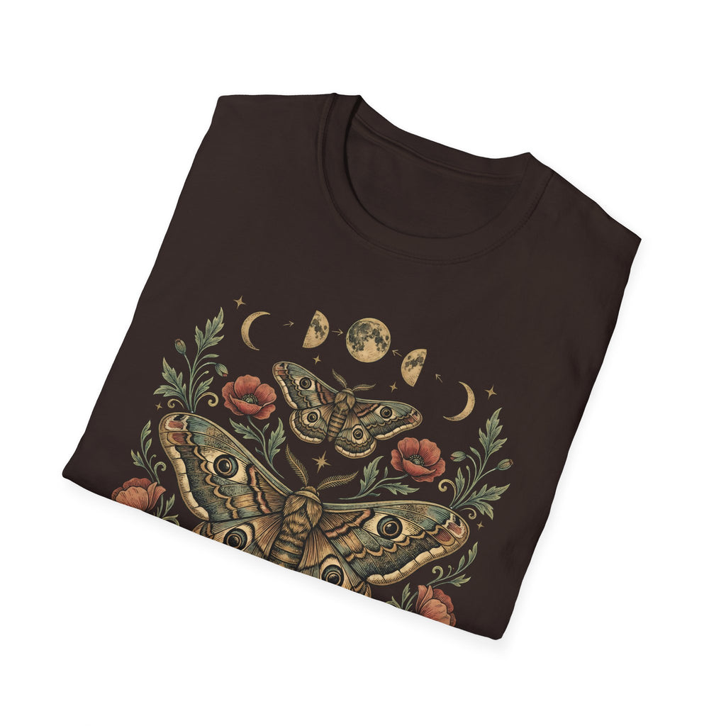 Moth & Moon Botanical T-Shirt — Vintage Poppy Moth Graphic Tee