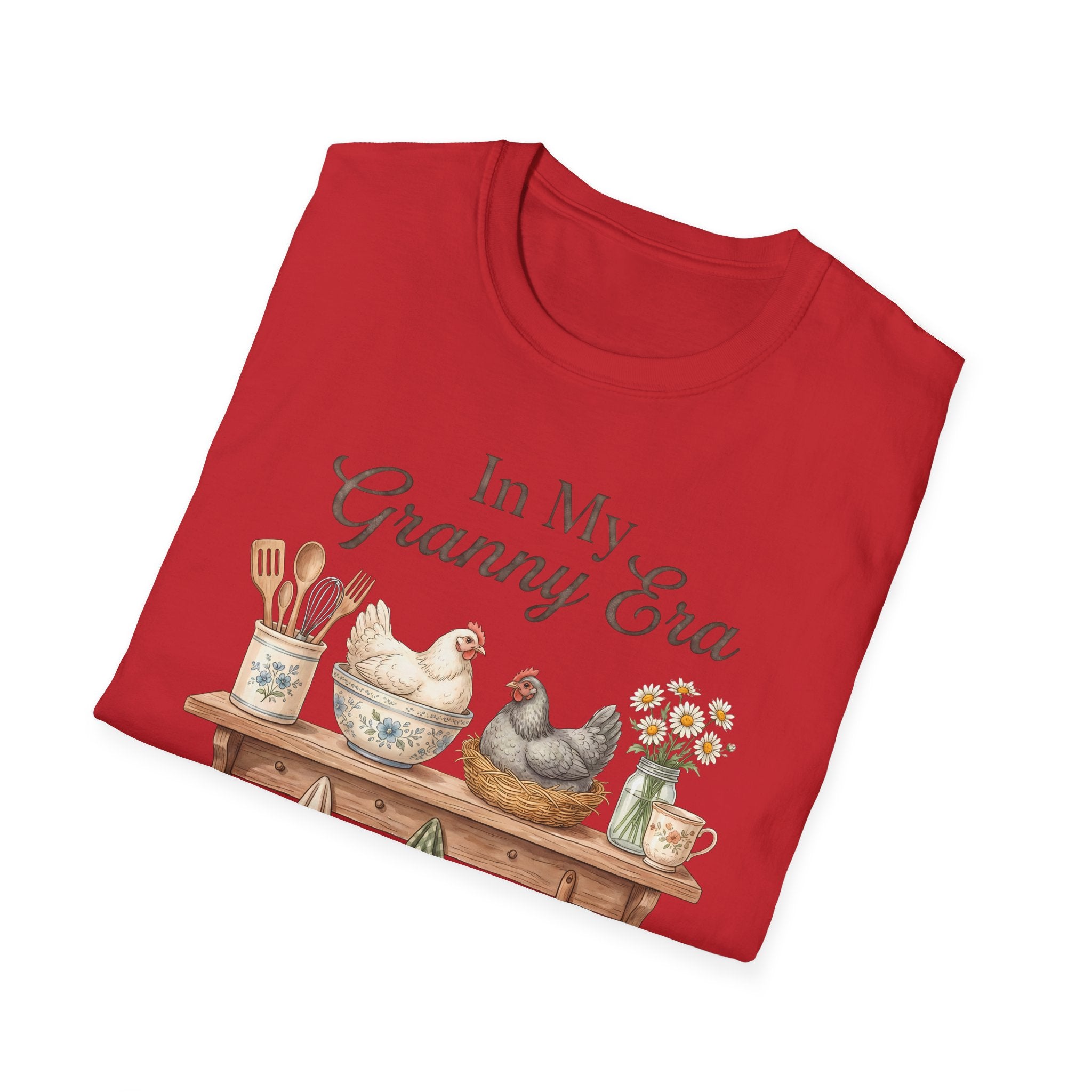 T-Shirt — "In My Granny Era" Vintage Kitchen Chickens Graphic