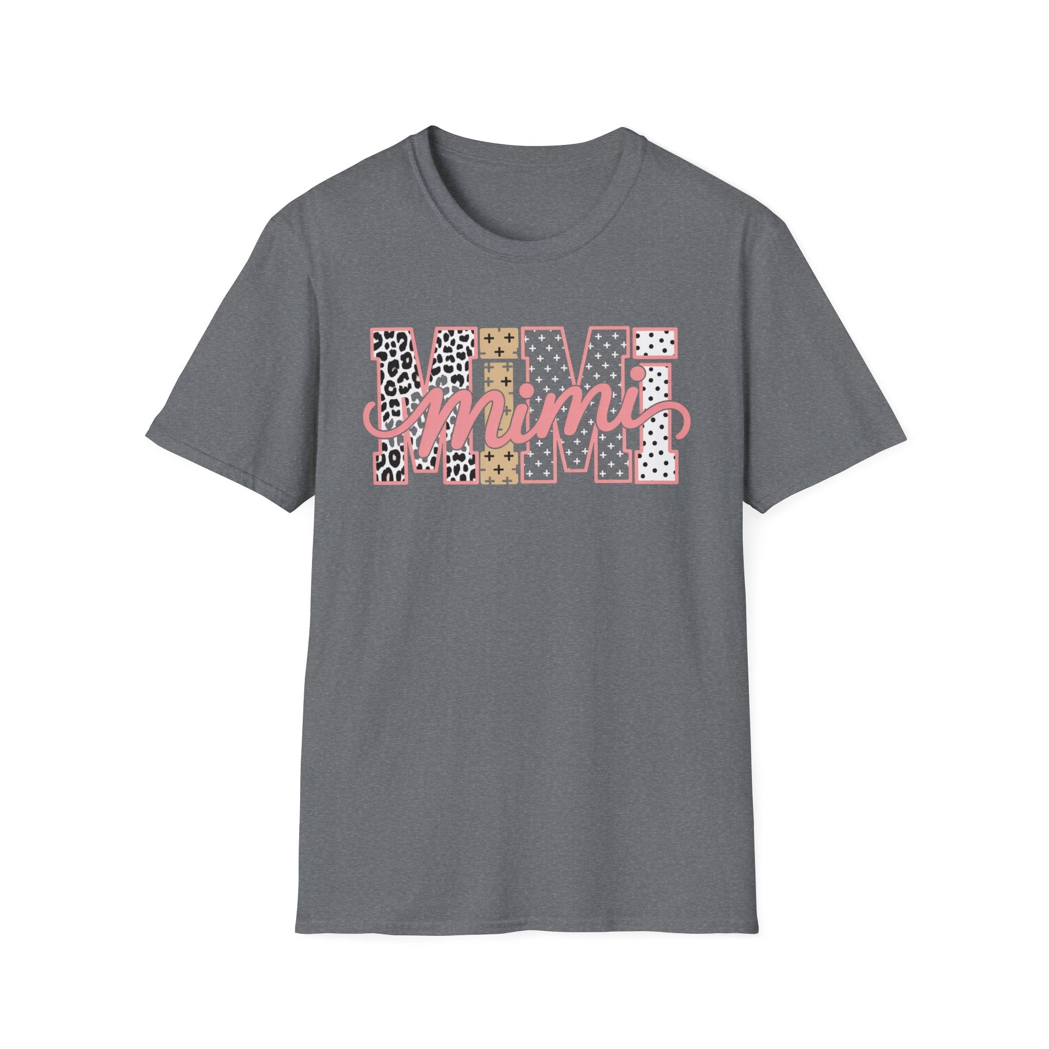 Mimi Leopard Patchwork T‑Shirt — Cute Floral & Animal Print "Mimi" Graphic Tee