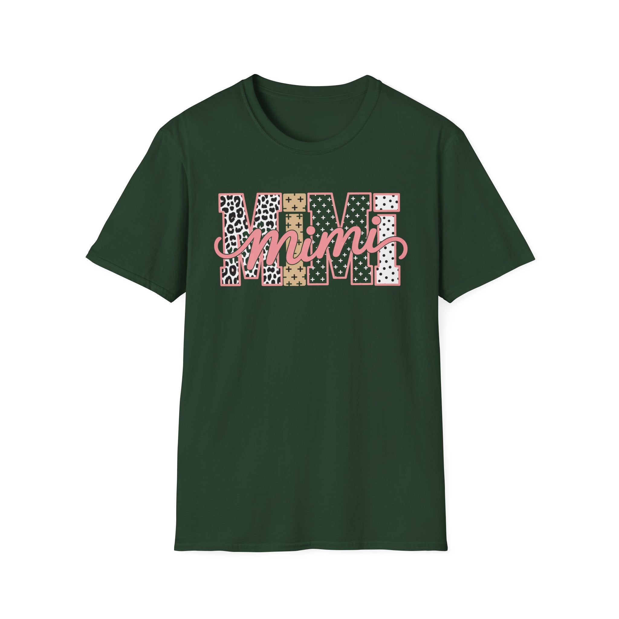 Mimi Leopard Patchwork T‑Shirt — Cute Floral & Animal Print "Mimi" Graphic Tee