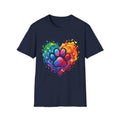 Rainbow Paw Heart T-Shirt — Colorful Pet Lover Tee