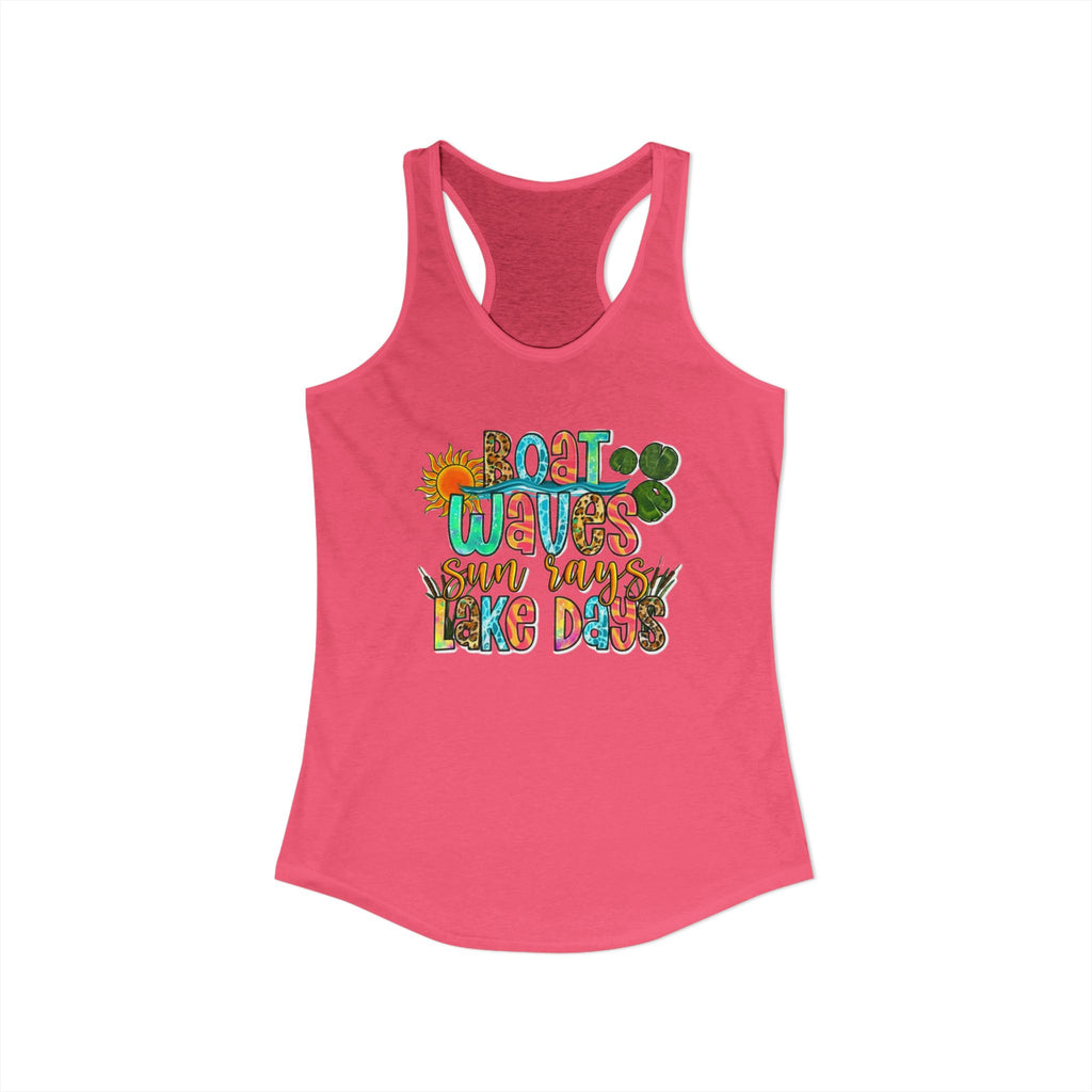 Boat Waves, Sun Rays, Lake Days -- Women's Ideal Racerback Tank