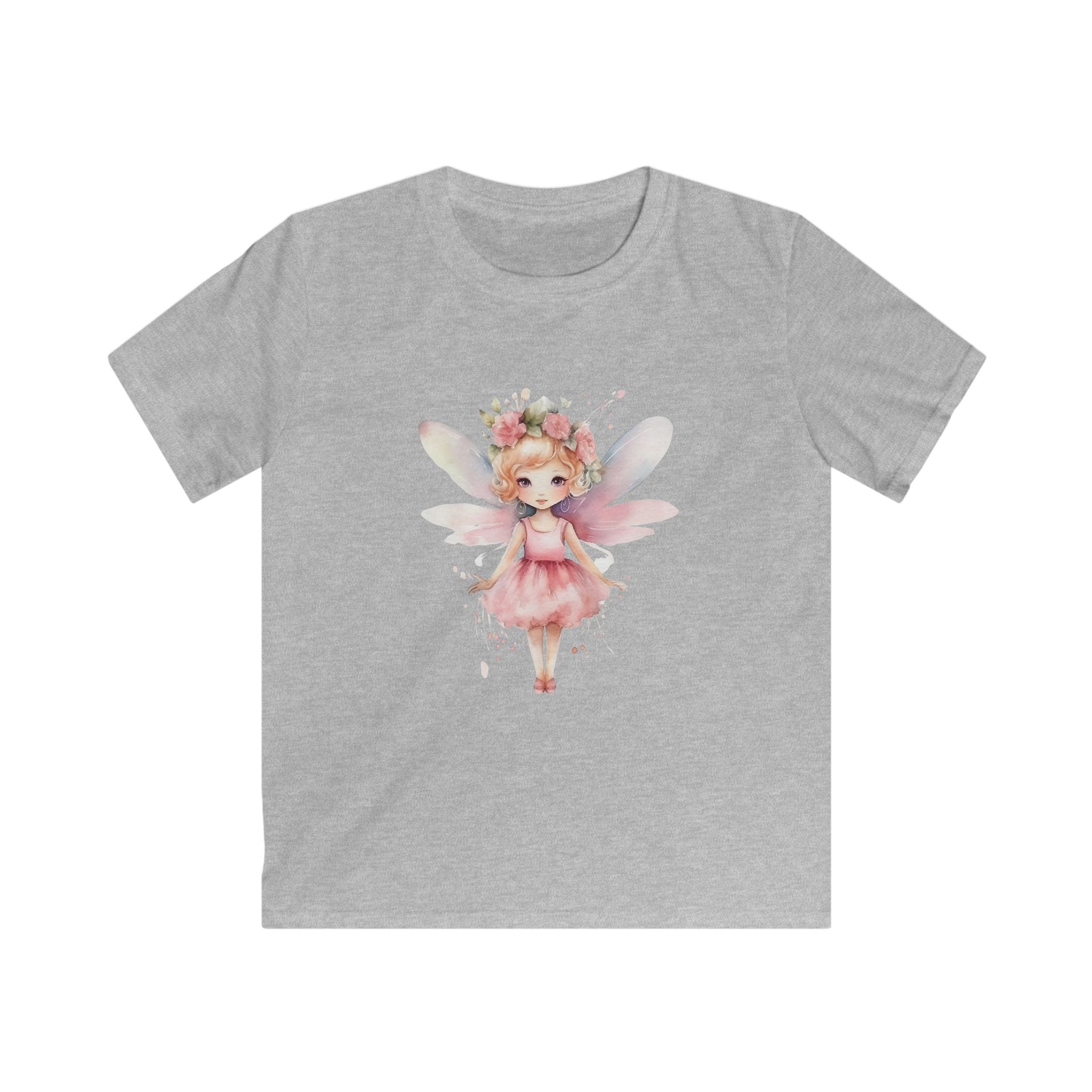 Kids Fairy Tee — Pink Watercolor Flower Fairy Shirt for Girls