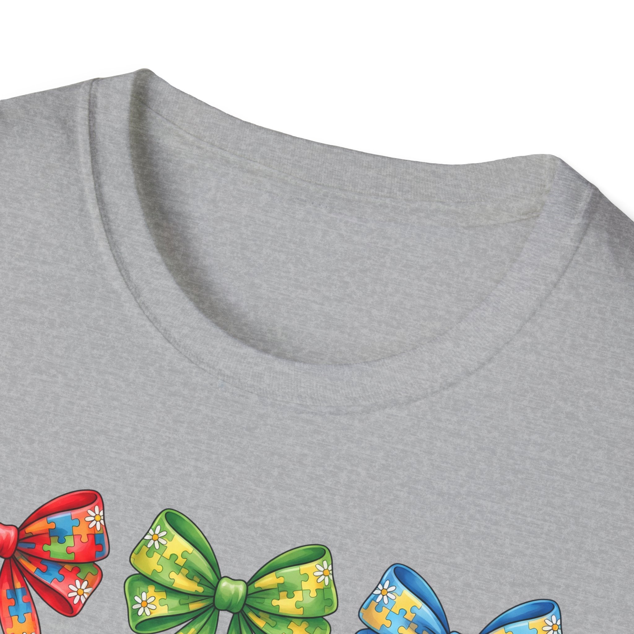 Autism Awareness T-Shirt — "Autism: Accept • Understand • Love" with Colorful Ribbon Bows