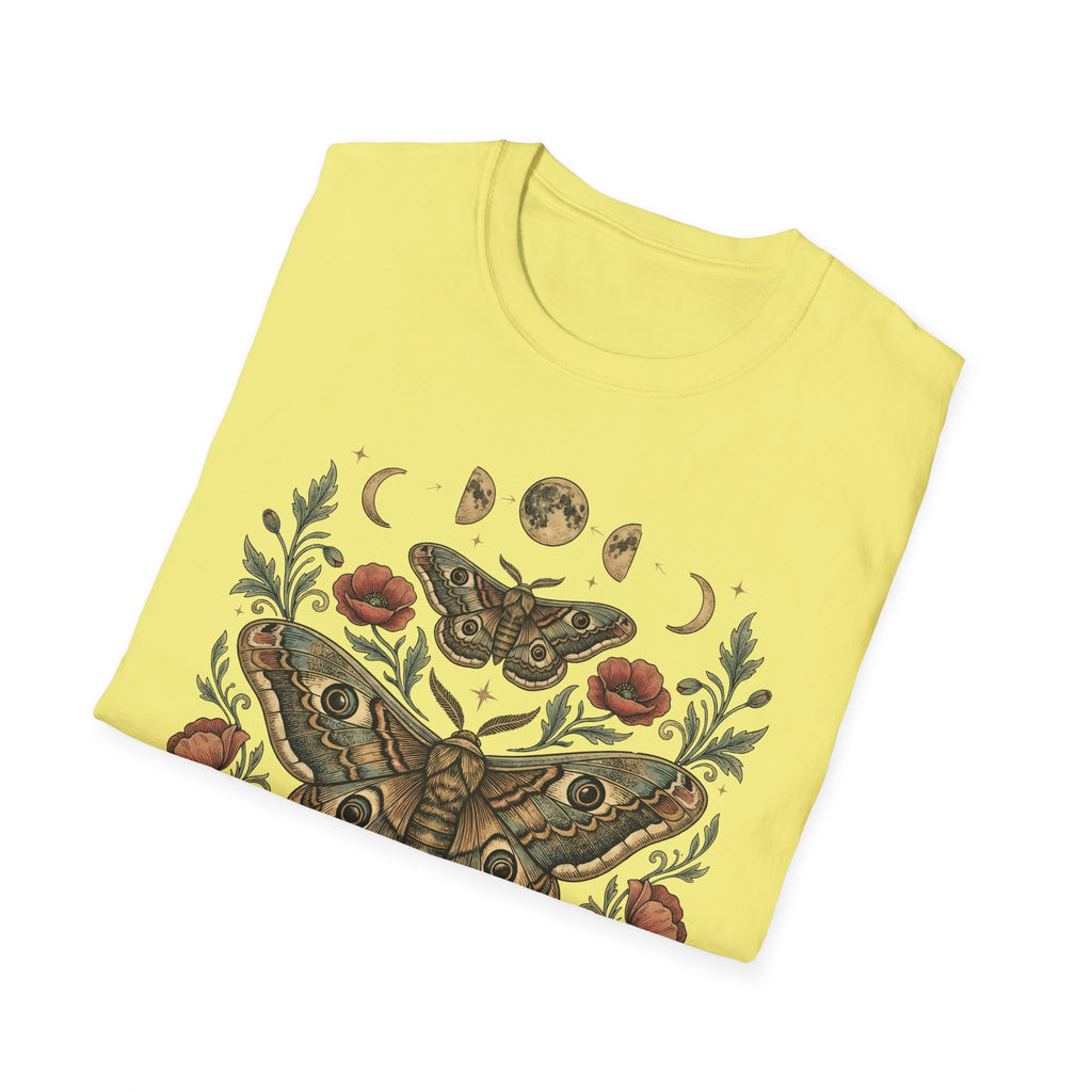 Moth & Moon Botanical T-Shirt — Vintage Poppy Moth Graphic Tee
