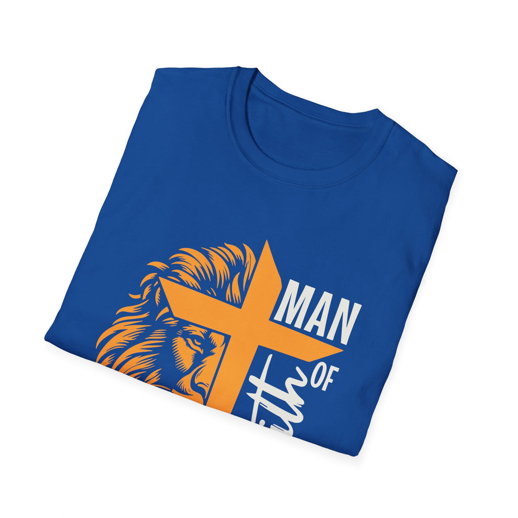 Man of Faith T-Shirt — Lion & Cross Christian Tee (1 Corinthians 16:13)