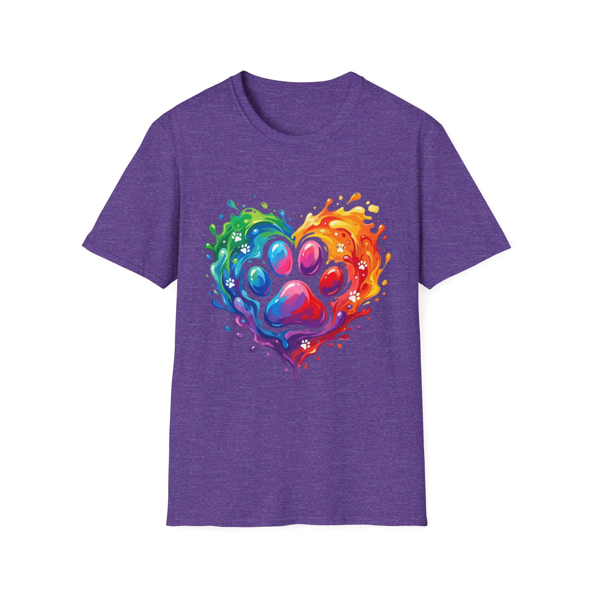 Rainbow Paw Heart T-Shirt — Colorful Pet Lover Tee