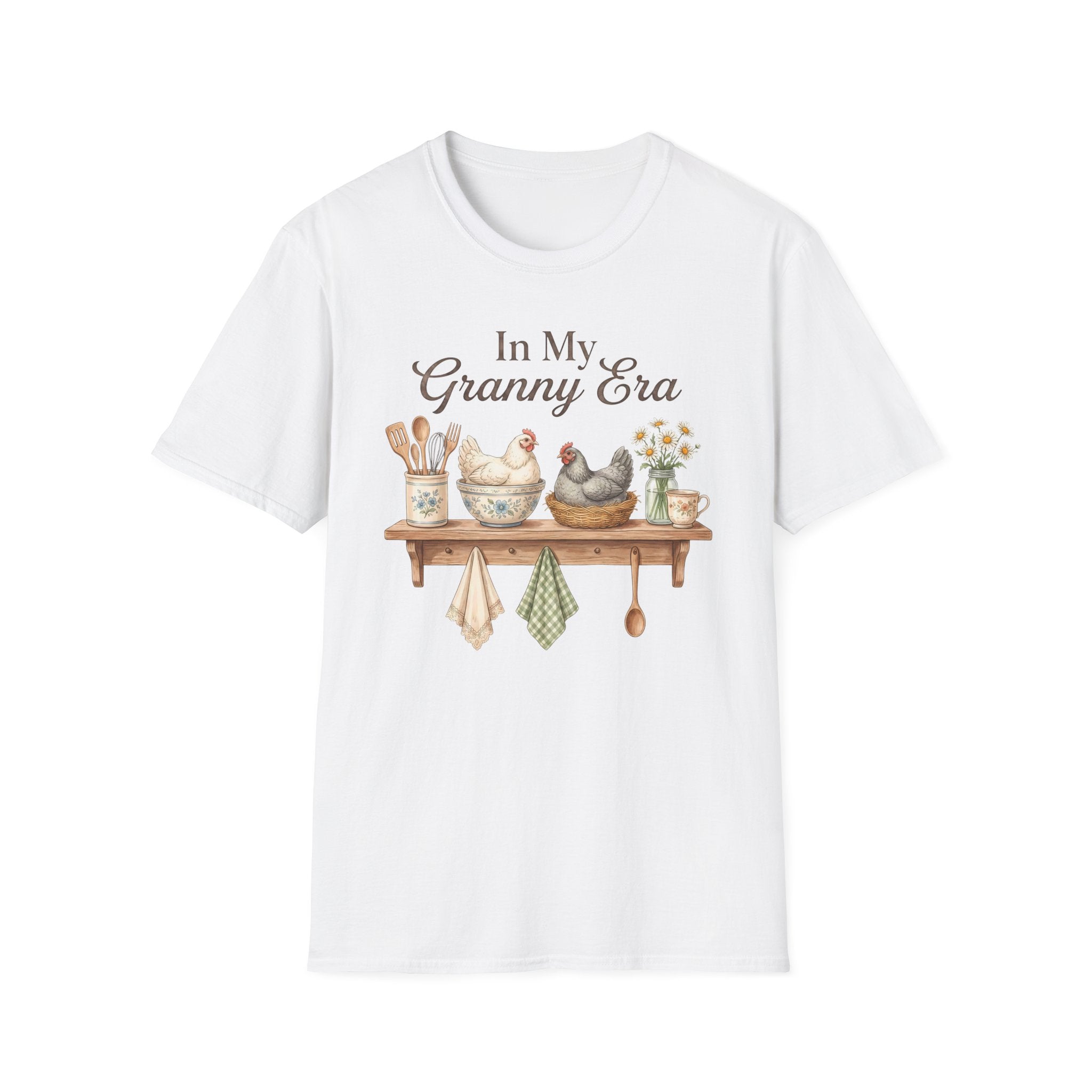 T-Shirt — "In My Granny Era" Vintage Kitchen Chickens Graphic