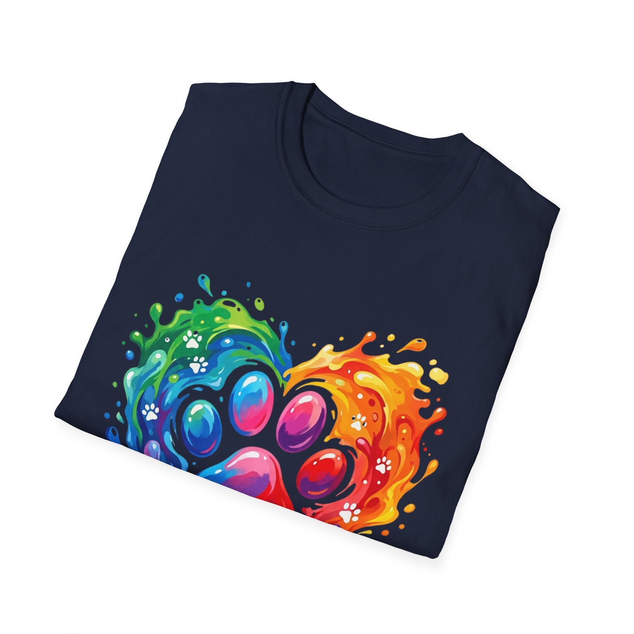 Rainbow Paw Heart T-Shirt — Colorful Pet Lover Tee