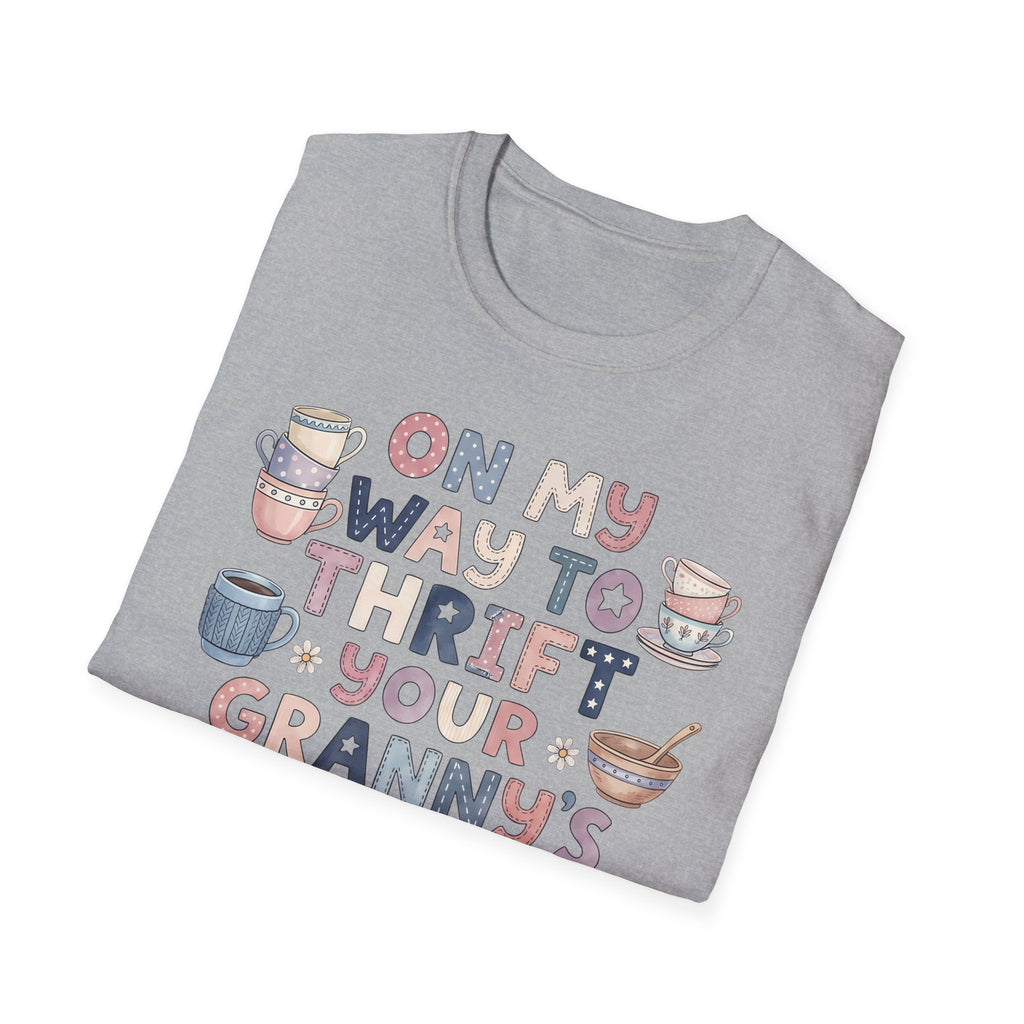Thrifted Finds Tee — “On My Way to Thrift Your Granny’s Knick Knacks” Vintage Coffee Graphic T-Shirt