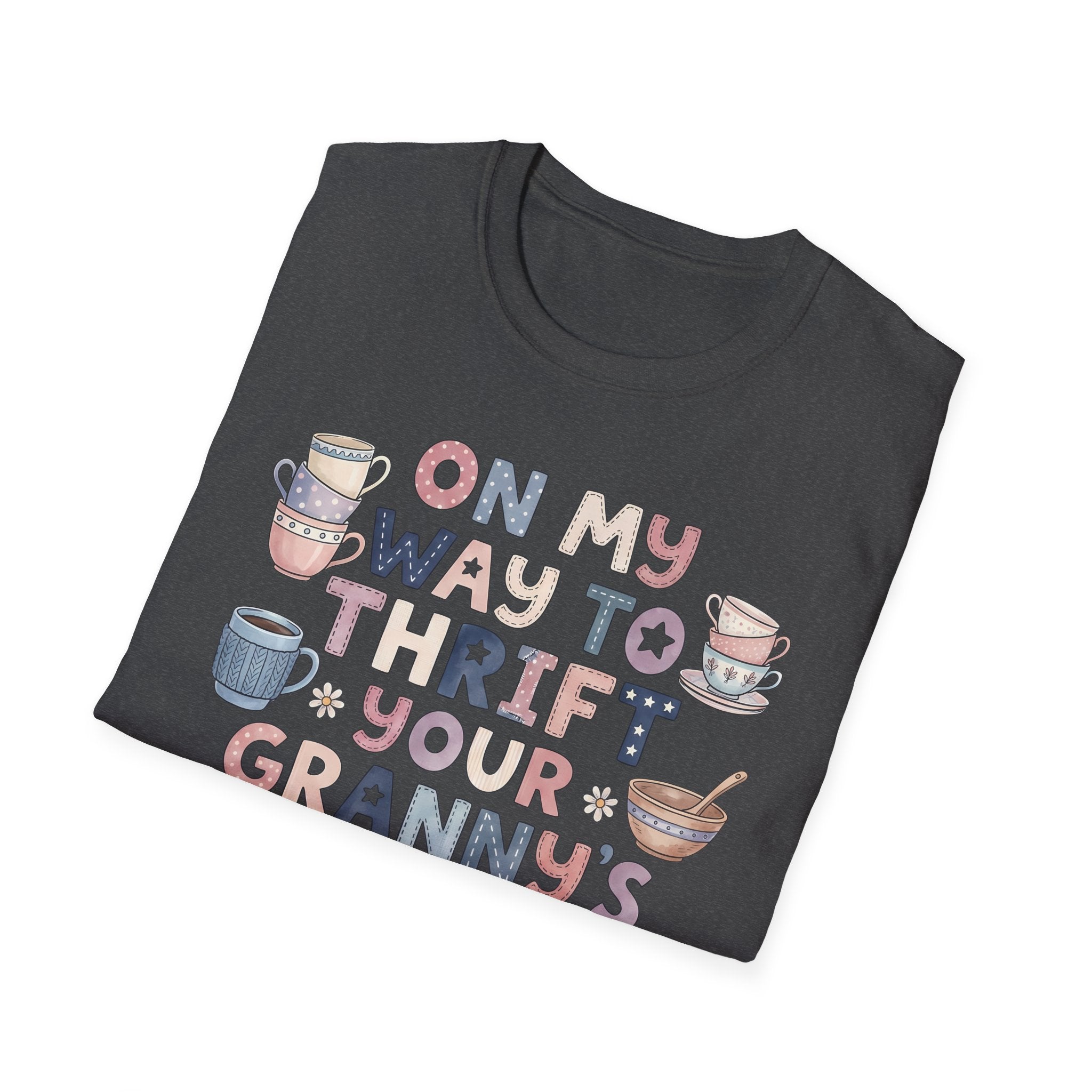 Thrifted Finds Tee — “On My Way to Thrift Your Granny’s Knick Knacks” Vintage Coffee Graphic T-Shirt