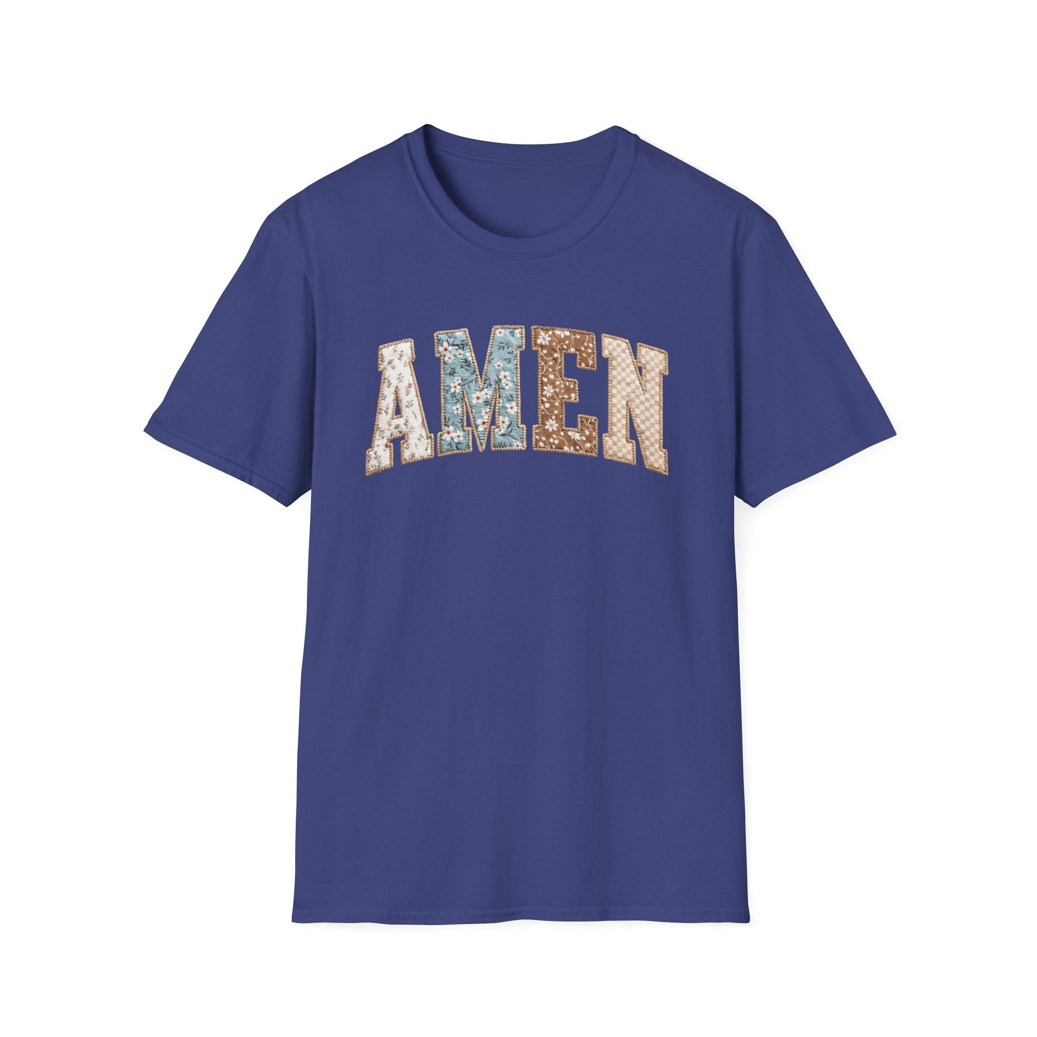 Amen Floral T-Shirt — Vintage Patchwork Faith Tee