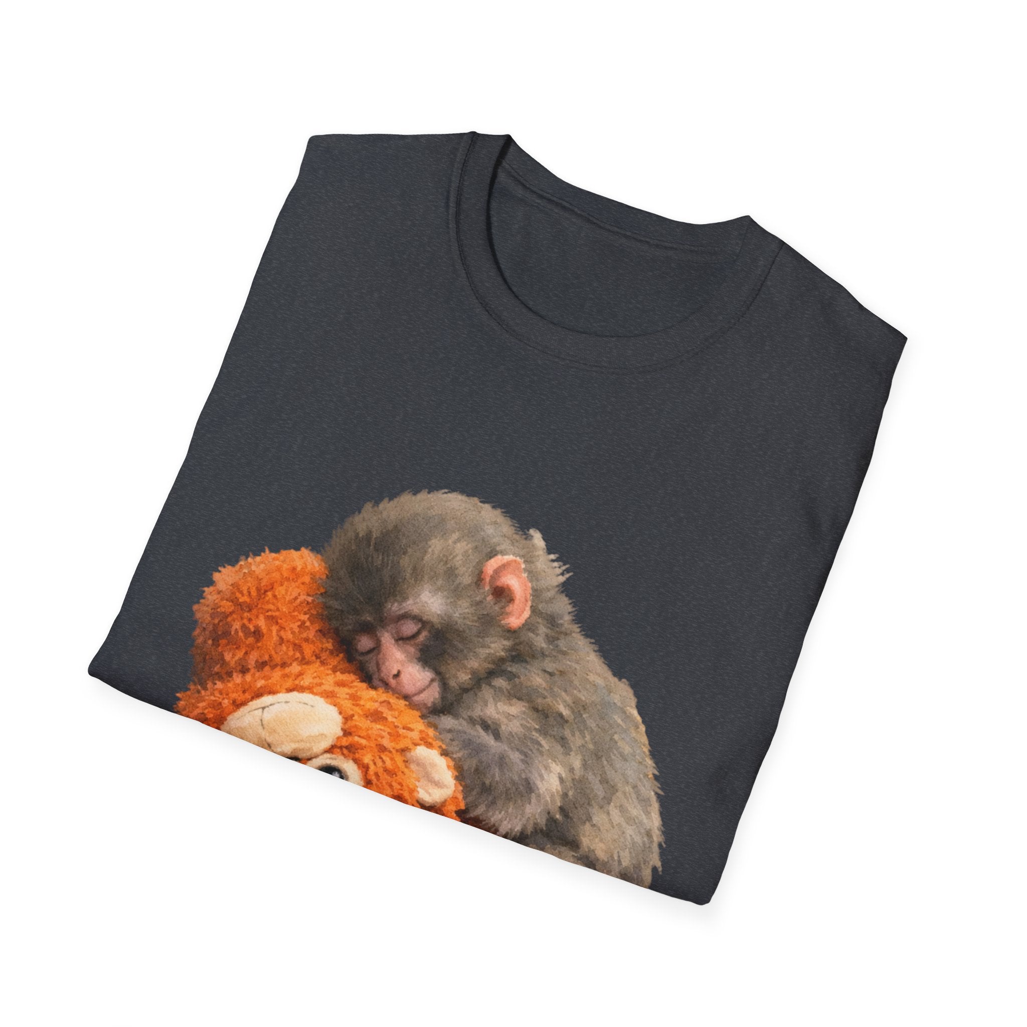 Baby Monkey & Teddy T-Shirt — Cute Sleepy Primate Graphic Tee