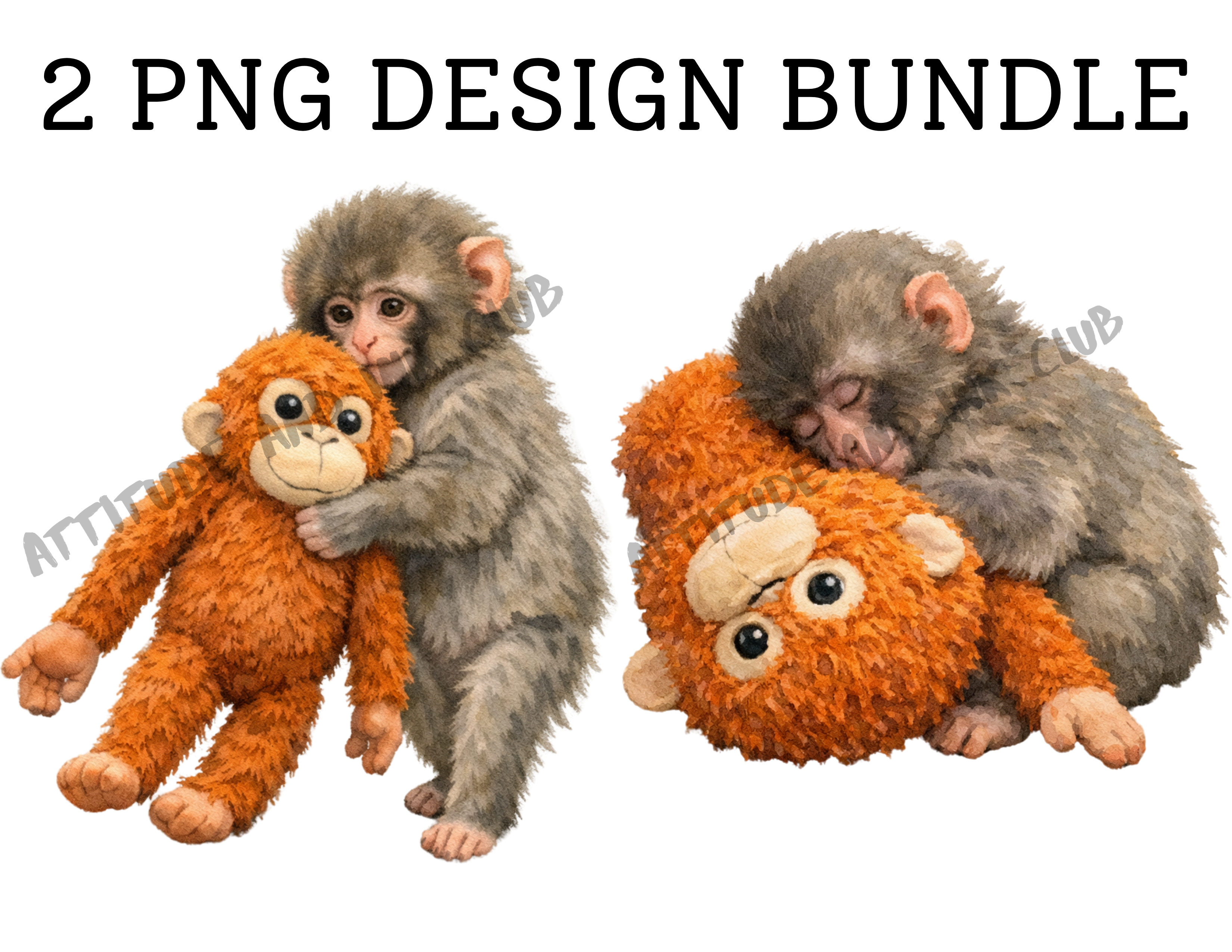 Punch Monkey PNG Bundle - 2 Cute Monkey Designs