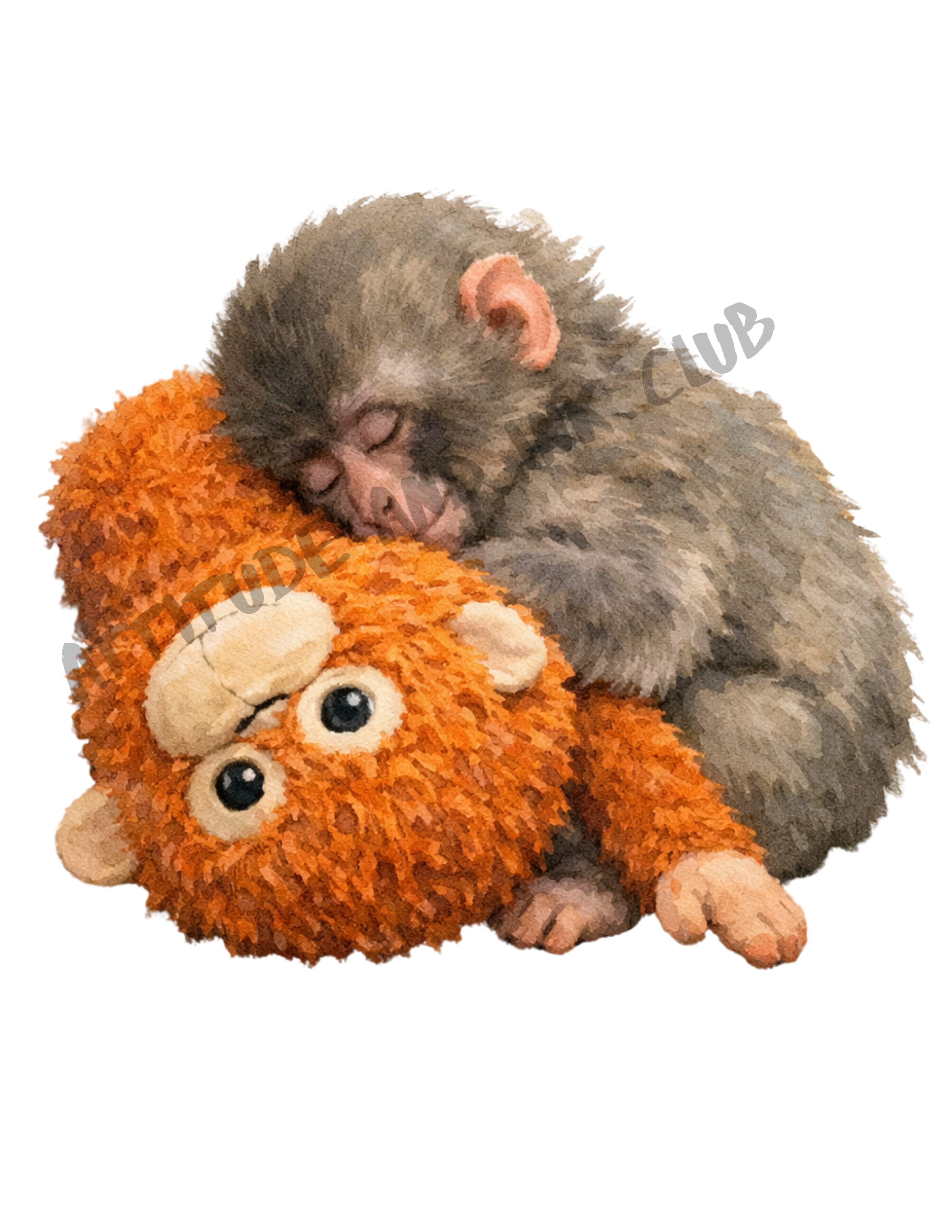 Punch Monkey Sleeping PNG - Instant Digital Download